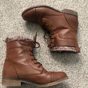 Brown combat boots